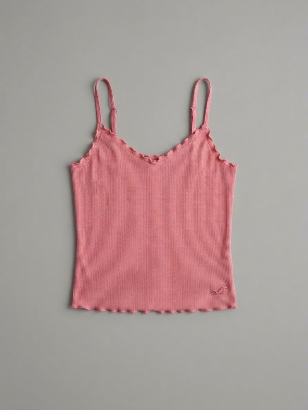 Hollister Pink Ribbed Scallop-Trim Camisole